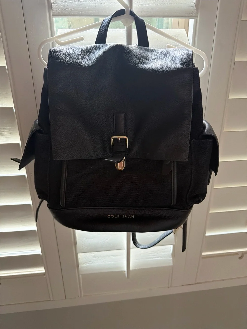 Cole haan  Black canvas Leather Backpack - Sleek Everyday Carry